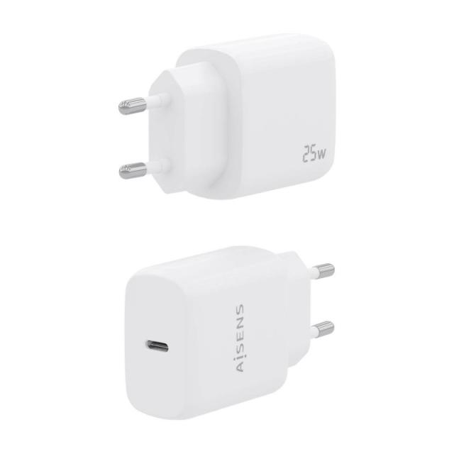 AISENS - Cargador USB-C PD3.0 1 Puerto 1xUSB-C 25W, Blanco