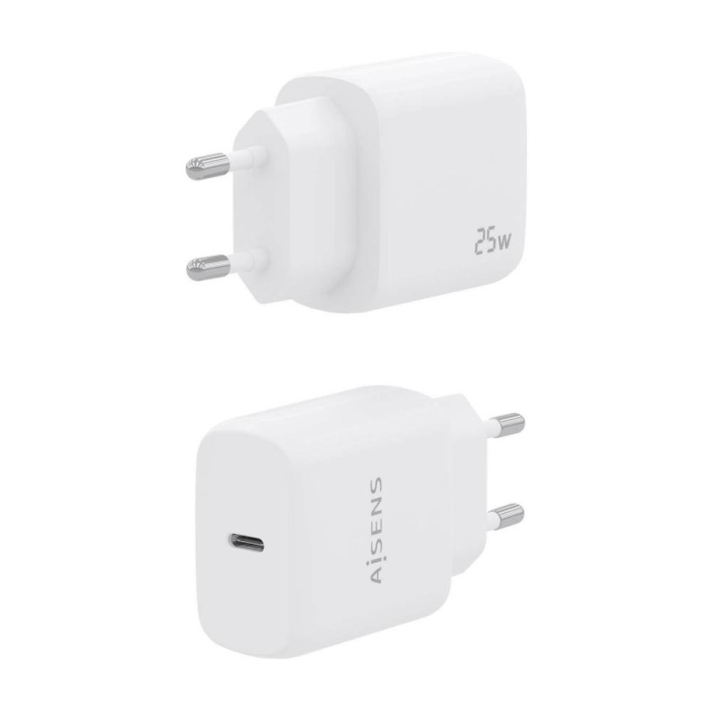AISENS - Cargador USB-C PD3.0 1 Puerto 1xUSB-C 25W, Blanco