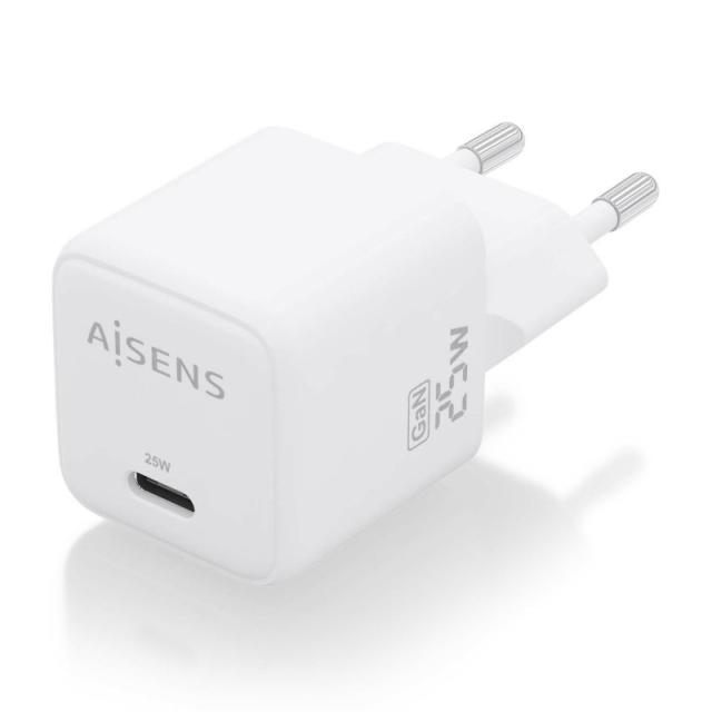 AISENS - Cargador GaN 25W, 1xUSB-C PD3.0 QC4.0, Blanco