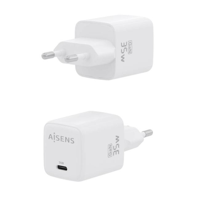 AISENS - Cargador GaN 35W, 1xUSB-C PD3.0 QC4.0, Blanco - ASCH-35W1P016-W