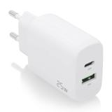AISENS - Cargador 25W, 1xUSB-C PD3.0, 1xUSB-A QC3.0, Blanco