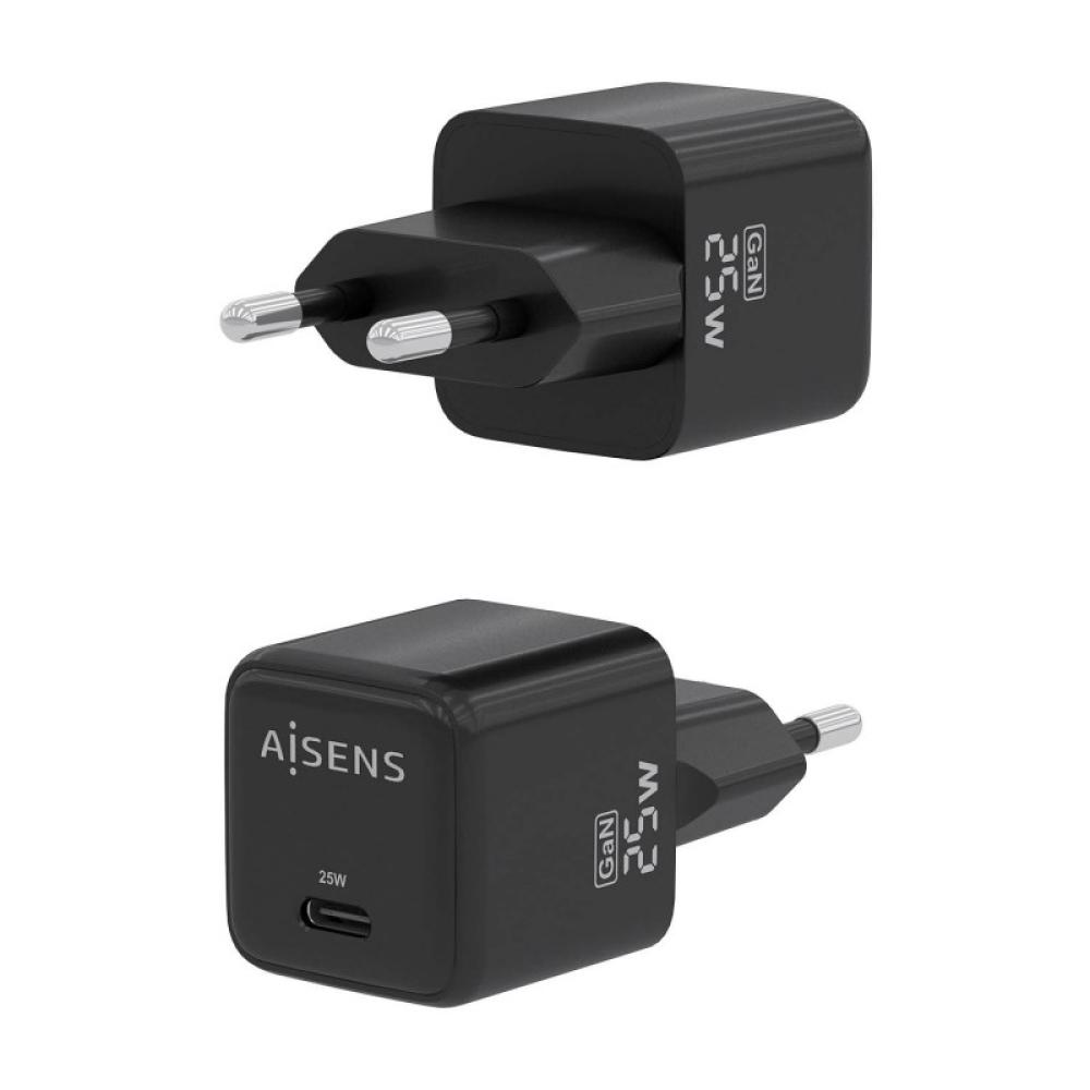 AISENS - Cargador GaN 25W, 1xUSB-C PD3.0 QC4.0, Negro