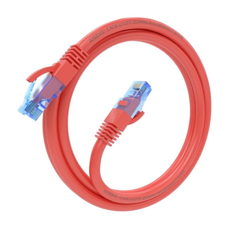 AISENS - Cable De Red Latiguillo RJ45 Cat.6 UTP AWG26 CCA, Rojo, 1.0 m