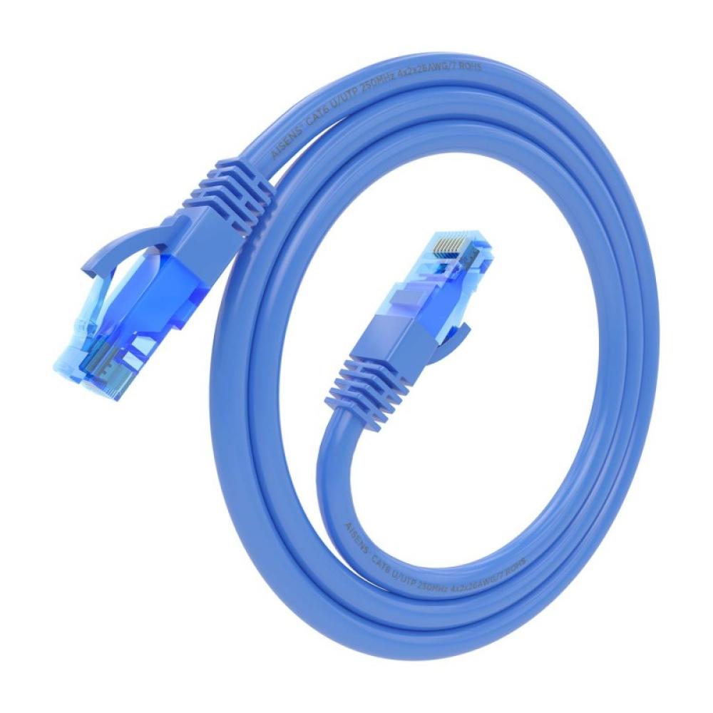 AISENS - Cable De Red Latiguillo RJ45 Cat.6 UTP AWG26 CCA, Azul, 0.75 m