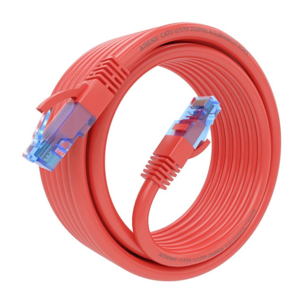 AISENS - Cable De Red Latiguillo RJ45 Cat.6 UTP AWG26 CCA, Rojo, 4.0 m