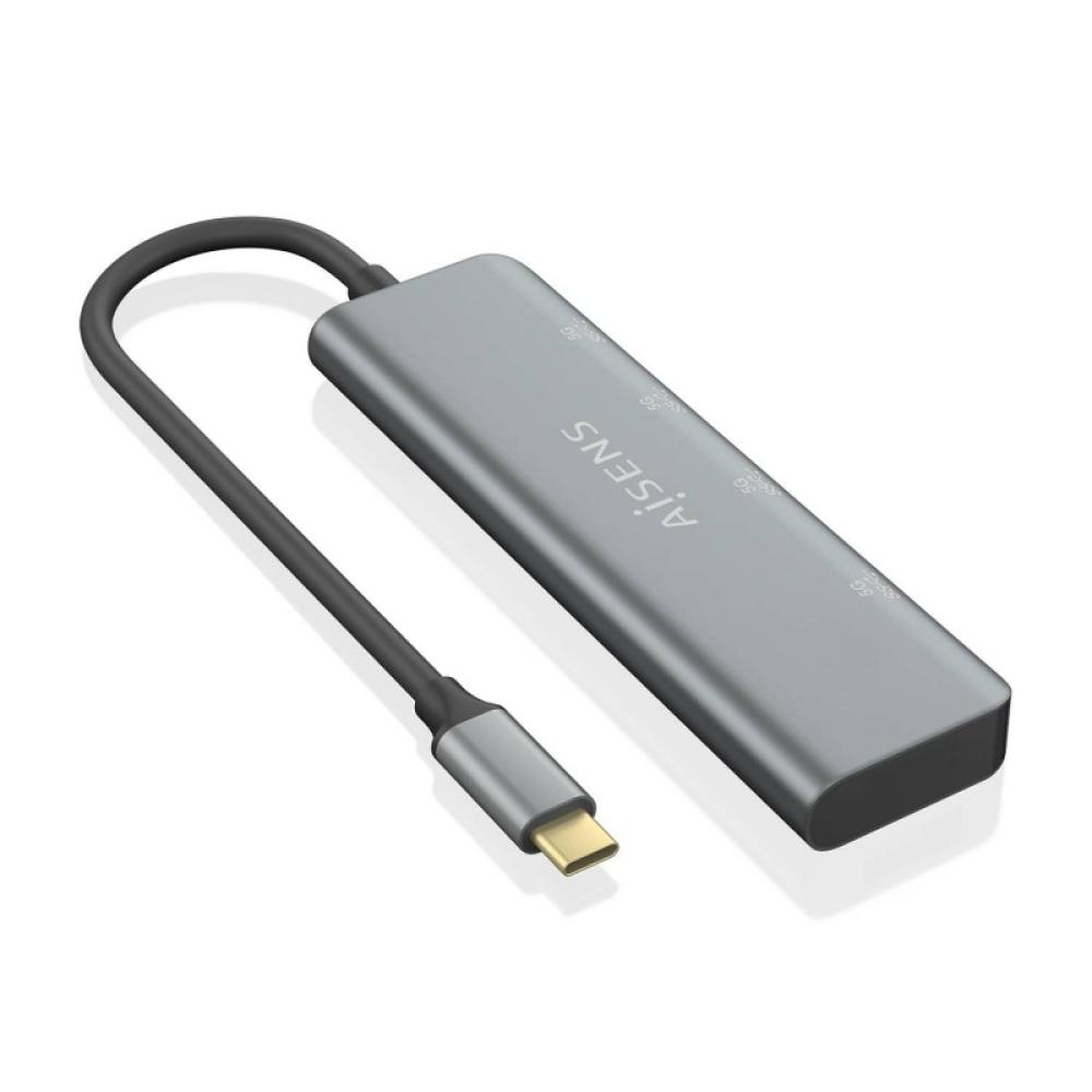 AISENS - Hub USB 3.2 Gen1 5G USB-C, USB-C/M-2xUSB-C/H-2xUSB-A/H, Gris, 15 cm
