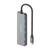 AISENS - Hub USB 3.2 Gen1 5G USB-C, USB-C/M-2xUSB-C/H-2xUSB-A/H, Gris, 15 cm
