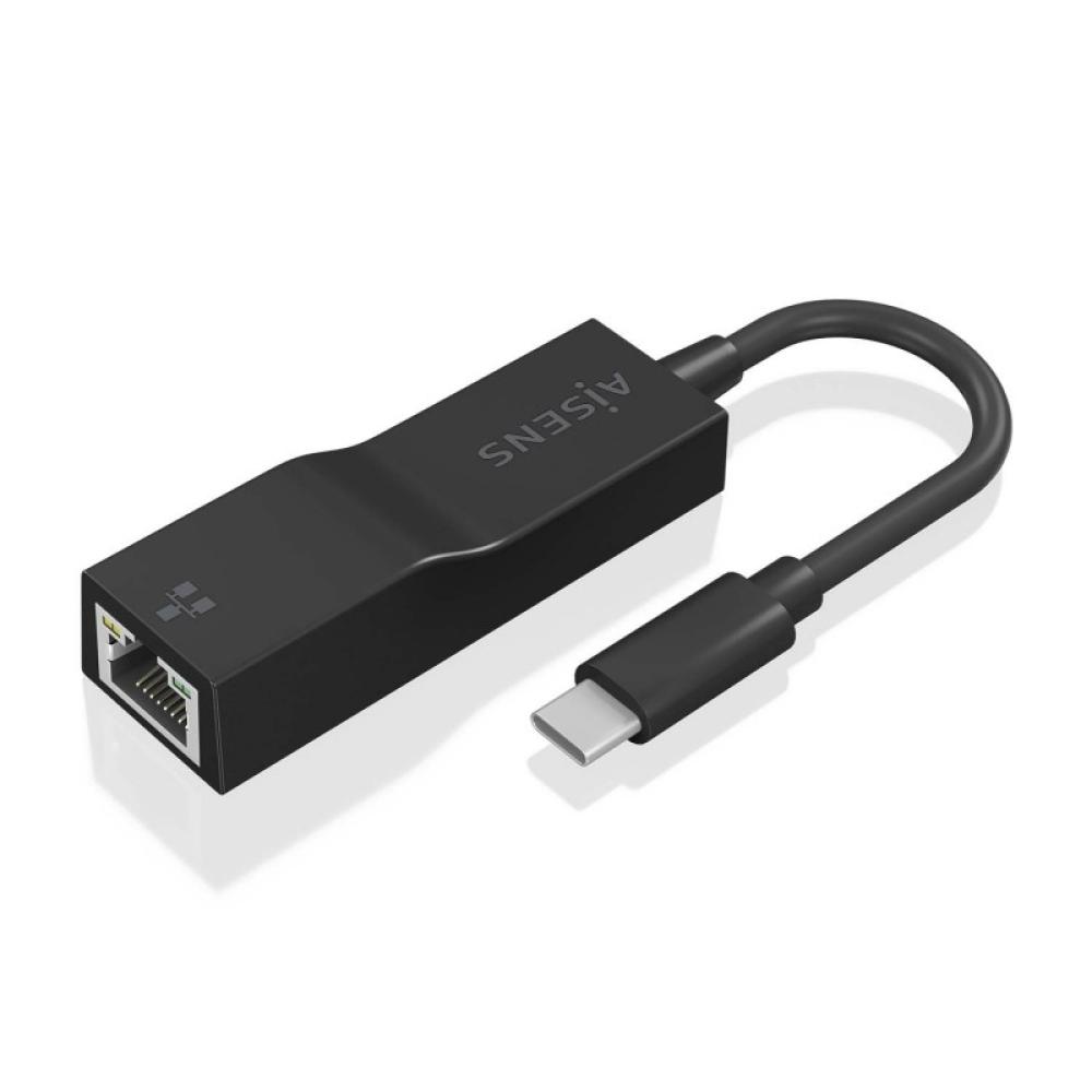 AISENS - Conversor USB3.1 Gen1 USB-C a Ethernet Gigabit 10/100/1000 Mbps, Negro, 11 cm