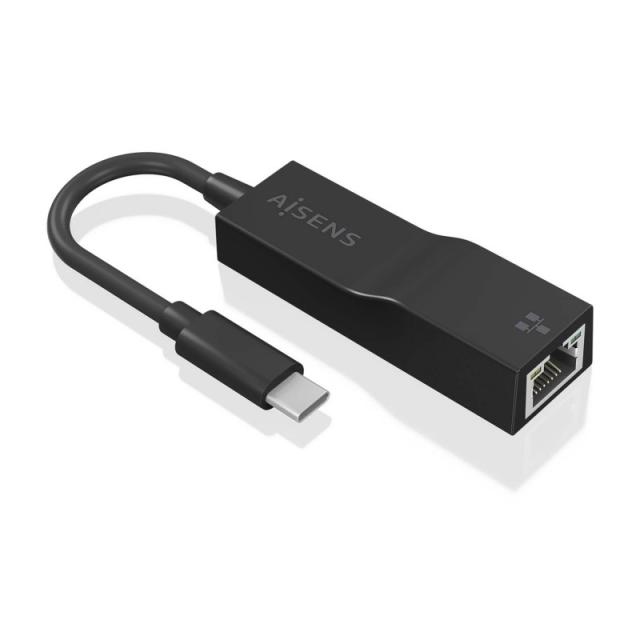 AISENS - Conversor USB3.1 Gen1 USB-C a Ethernet Gigabit 10/100/1000 Mbps, Negro, 11 cm