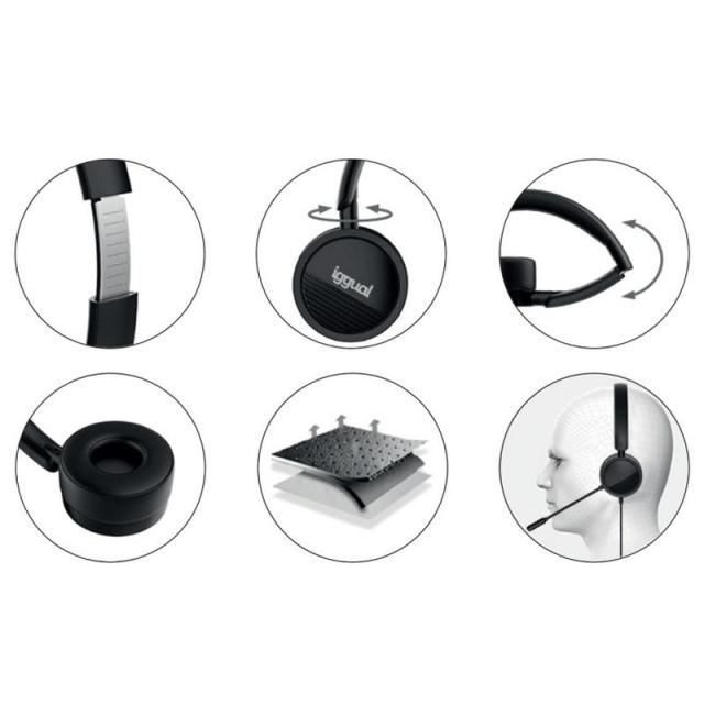 iggual - Auriculares con micro Dual Tech USB/3,5 mm