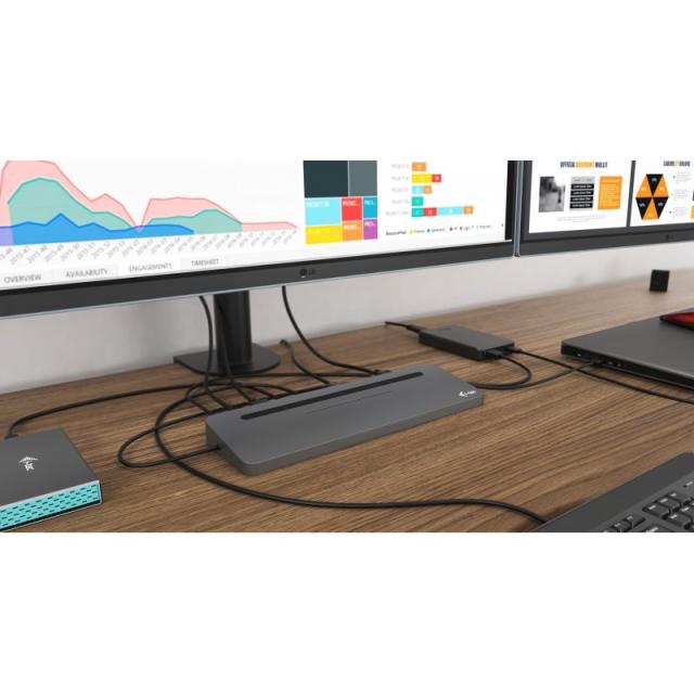i-tec - Metal USB-C Ergonomic 4K 3x Display Docking Station + Power Delivery 85 W