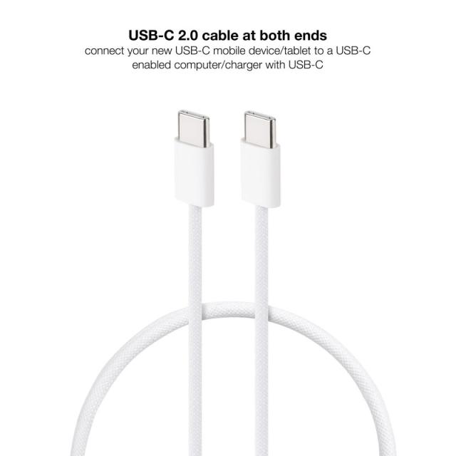 Nanocable - Cable USB-C 2.0 60W 3A, USB-C/M-USB-C/M, Blanco, 1 m