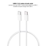 Nanocable - Cable USB-C 2.0 60W 3A, USB-C/M-USB-C/M, Blanco, 1 m