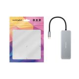 Nanocable - HUB USB-C 6 en 1, Conversor USB-C 3.2 GEN1 5G a 2 x USB-A + 2 x USB-C + HDMI + USB-C PD 100W, Aluminio, 15 cm, Gris