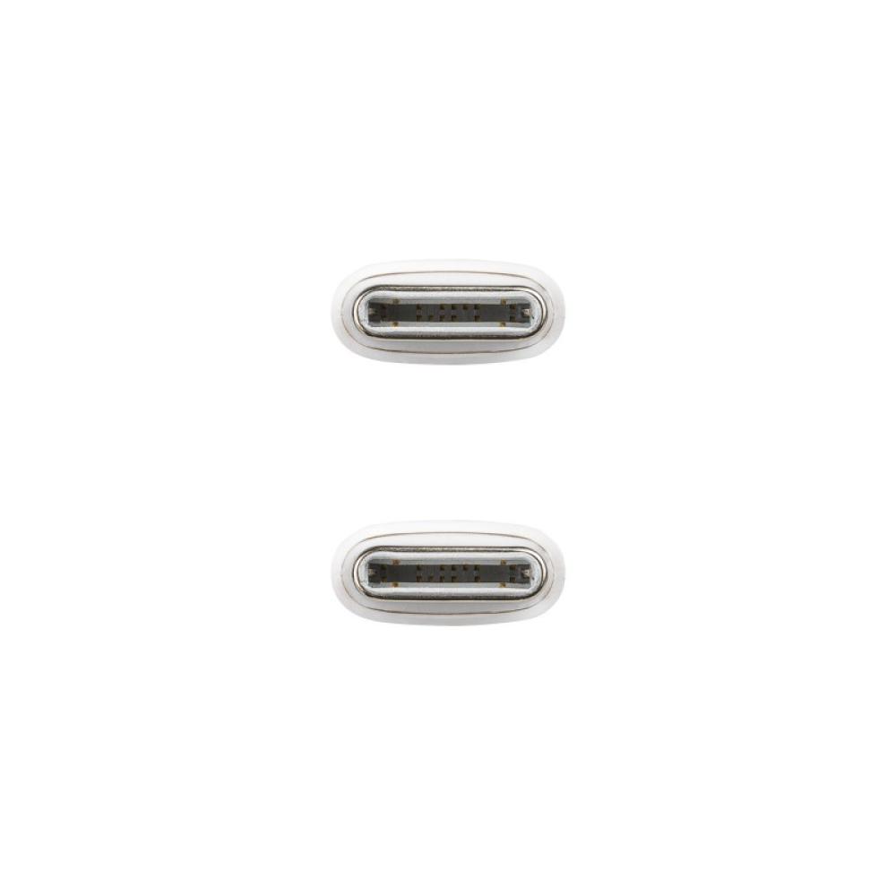 Nanocable - Cable USB-C 2.0 60W 3A, USB-C/M-USB-C/M, Blanco, 2 m