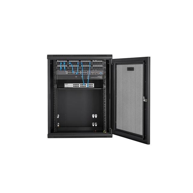 StarTech.com - Armario Rack de Pared para Servidores 15U 19" 4 Columnas y Estante 1U - Rack de Servidores de Montaje en Pared co