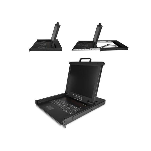 StarTech.com - Consola KVM de Montaje en Rack - Teclado QWERTY - KVM para Rack de Servidores de 1 puerto VGA con Monitor LCD de
