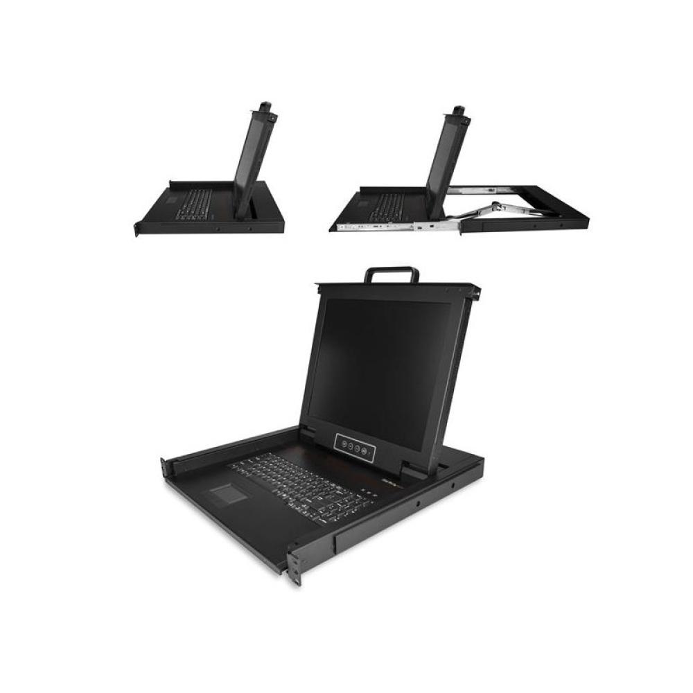 StarTech.com - Consola KVM de Montaje en Rack - Teclado QWERTY - KVM para Rack de Servidores de 1 puerto VGA con Monitor LCD de