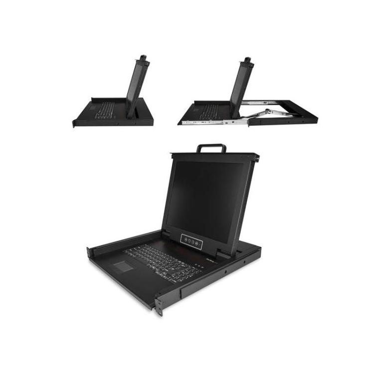 StarTech.com - Consola KVM de Montaje en Rack - Teclado QWERTY - KVM para Rack de Servidores de 1 puerto VGA con Monitor LCD de