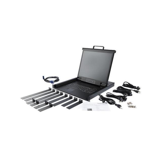StarTech.com - Consola KVM de Montaje en Rack - Teclado QWERTY - KVM para Rack de Servidores de 1 puerto VGA con Monitor LCD de