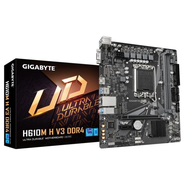 GIGABYTE - H610M H V3 DDR4 Placa base - Compatible con procesadores Intel Core 14th CPUs, 4+1+1 Hybrid Phases Digital VRM, up to
