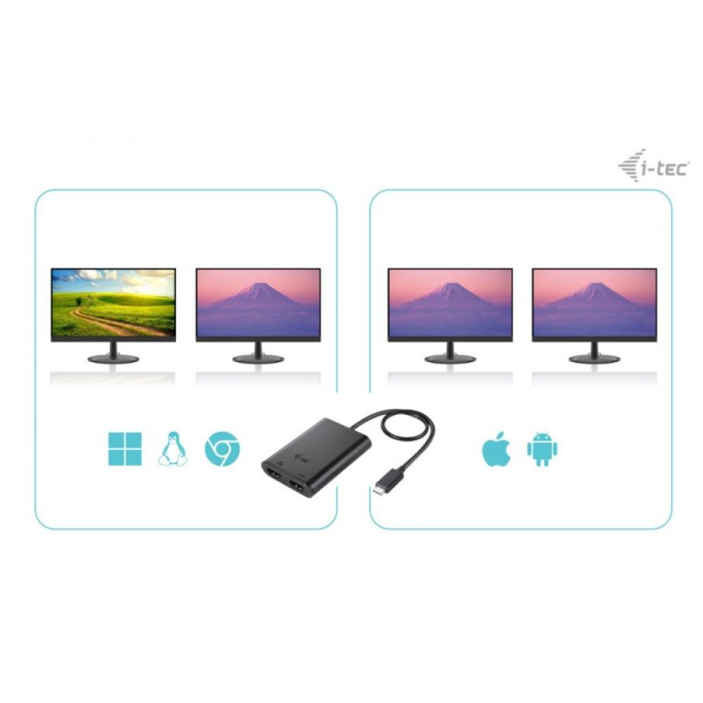 i-tec - USB-C Dual 4K/60Hz (single 8K/30Hz) HDMI Video Adapter
