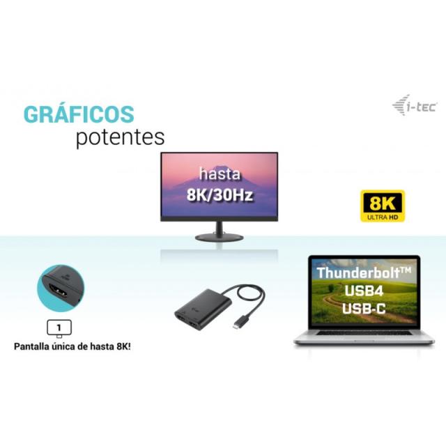 i-tec - USB-C Dual 4K/60Hz (single 8K/30Hz) HDMI Video Adapter