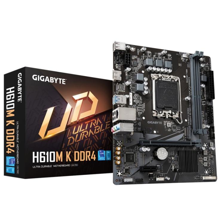 GIGABYTE - H610M K DDR4 Placa base - Compatible con procesadores Intel Core 14th Gen CPUs, 3+1+1 Phases Hybrid Power Design, up