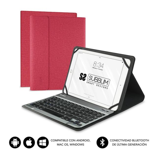 SUBBLIM - Funda con Teclado KEYTAB PRO BLUETOOTH 10,1" Red