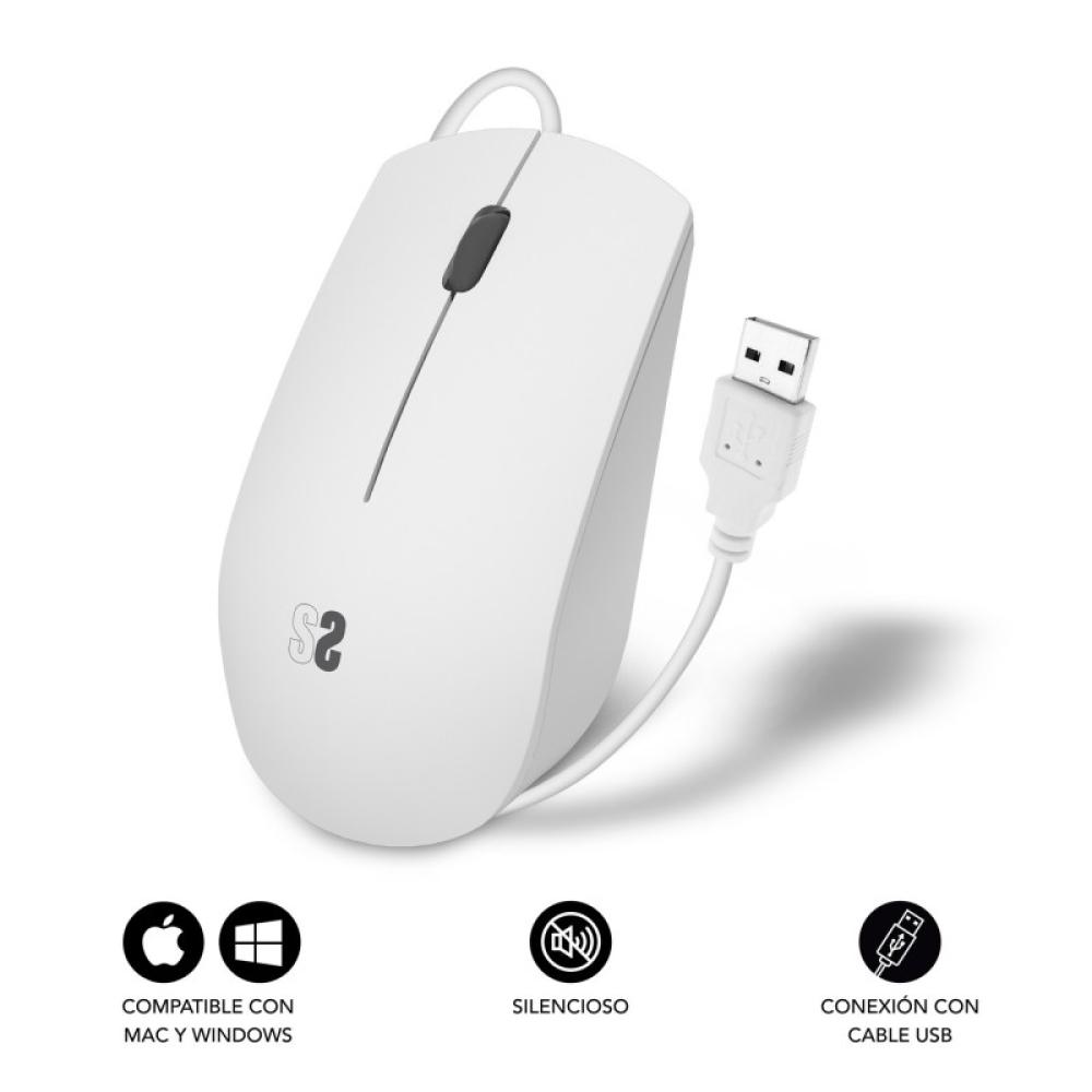 SUBBLIM - Ratón Business Silencioso con cable USB 1200 DPI Blanco