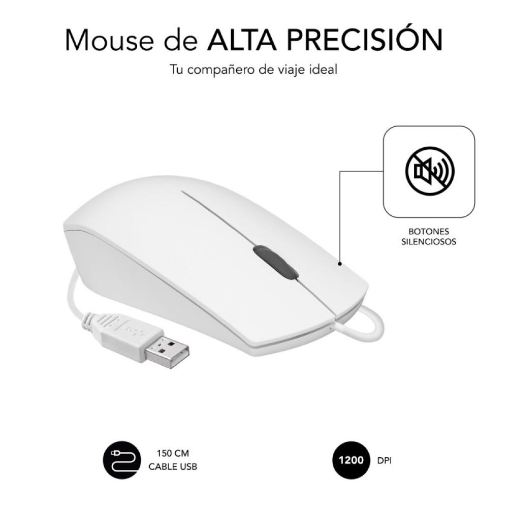SUBBLIM - Ratón Business Silencioso con cable USB 1200 DPI Blanco