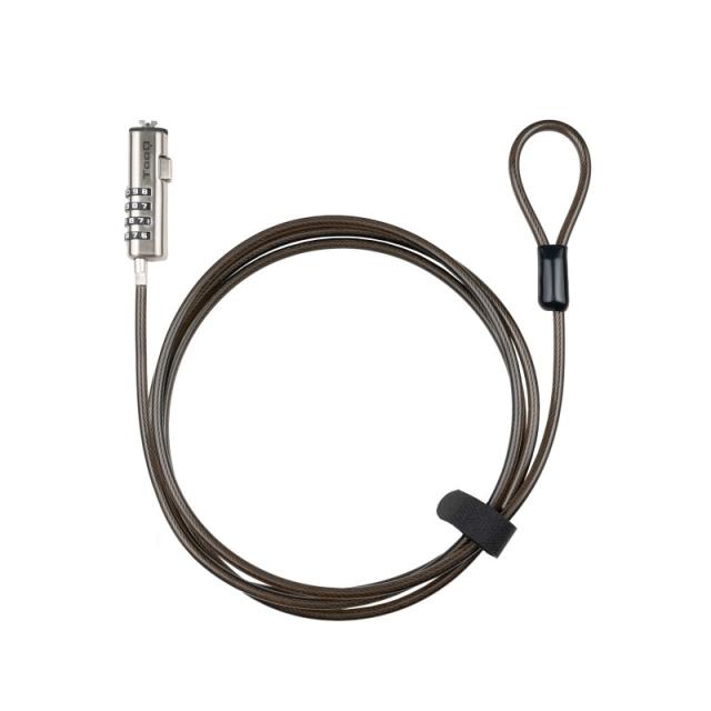 TooQ - Cable de Seguridad Tipo NANO con Combinación para Portátiles 1.5 metros, Gris Oscuro