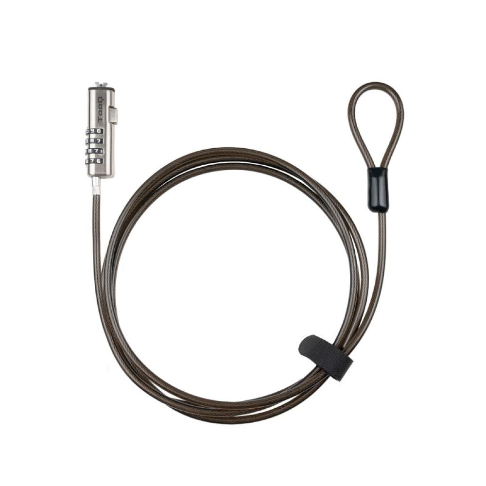 TooQ - Cable de Seguridad Tipo NANO con Combinación para Portátiles 1.5 metros, Gris Oscuro