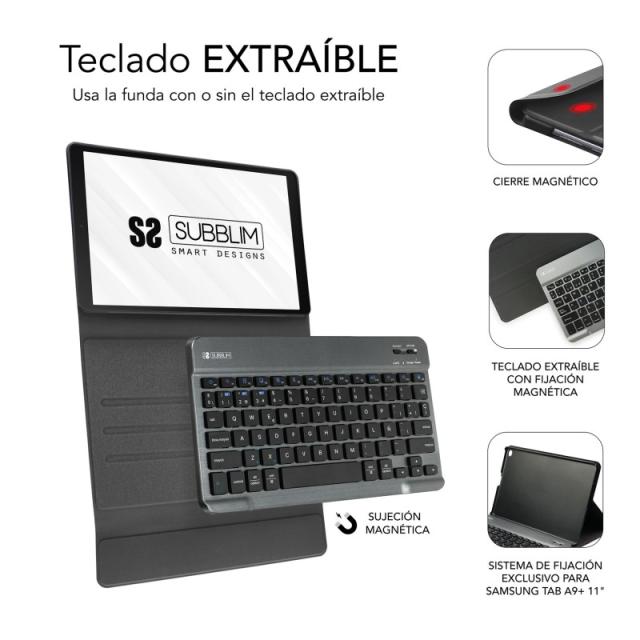 SUBBLIM - Funda con Teclado KeyTab Pro BT Samsung Galaxy Tab A9 +11”