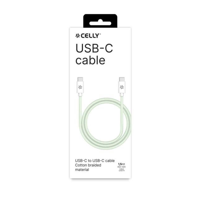 Celly - USBCUSBCCOTTGN cable USB 1,5 m USB C Verde, Blanco