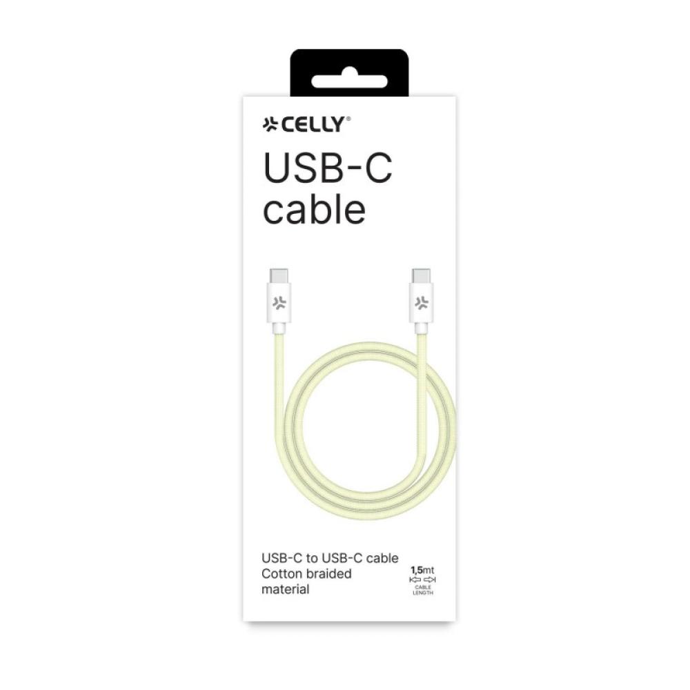 Celly - USBCUSBCCOTTYL cable USB 1,5 m USB C Blanco, Amarillo