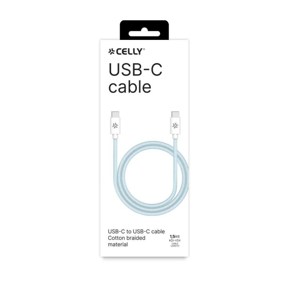 Celly - USBCUSBCCOTTLB cable USB 1,5 m USB C Azul, Blanco