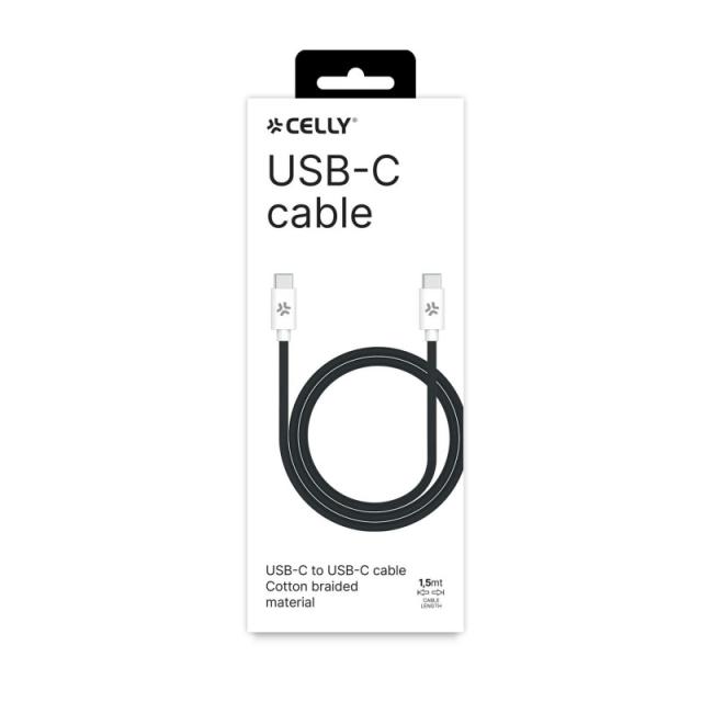 Celly - USBCUSBCCOTTBK cable USB 1,5 m USB C Negro, Blanco