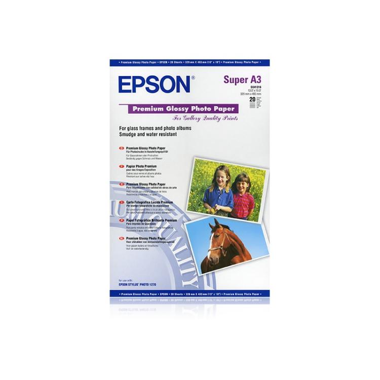 Epson - Premium Glossy Photo Paper, DIN A3+, 250 g/m², 20 hojas