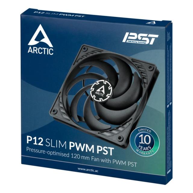 ARCTIC - P12 Slim PWM PST Carcasa del ordenador Ventilador 12 cm Negro 1 pieza(s)