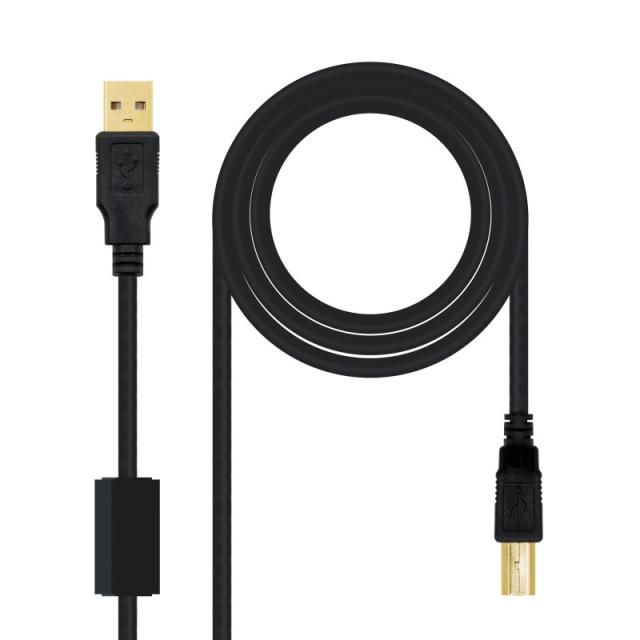 Nanocable - 10.01.1202 cable USB USB 2.0 2 m USB A USB B Negro