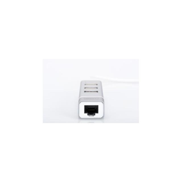 Digitus - Concentrador USB 2.0 de 3 puertos y adaptador LAN Fast Ethernet con conexión Type-C™