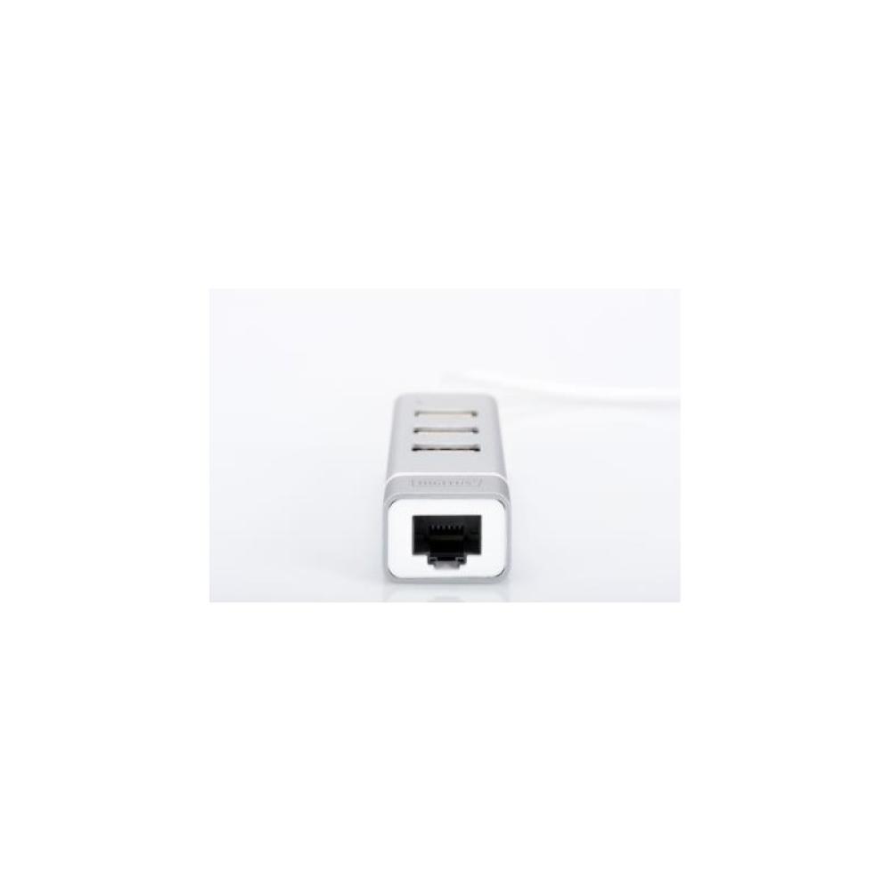 Digitus - Concentrador USB 2.0 de 3 puertos y adaptador LAN Fast Ethernet con conexión Type-C™