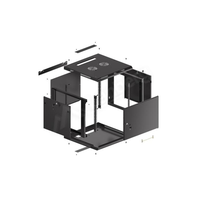 Lanberg - WF01-6609-00B armario rack 9U Bastidor de pared Negro