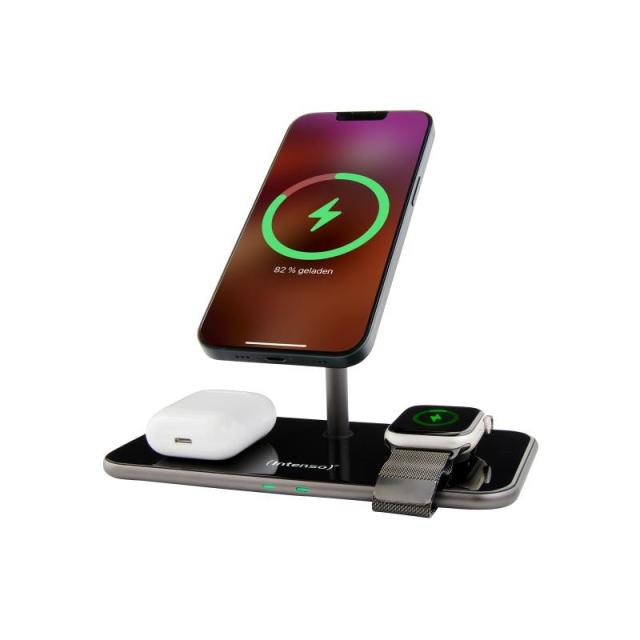 Intenso - MB13 Auriculares, Smartphone, Reloj inteligente Negro USB Cargador inalámbrico Carga rápida Interior