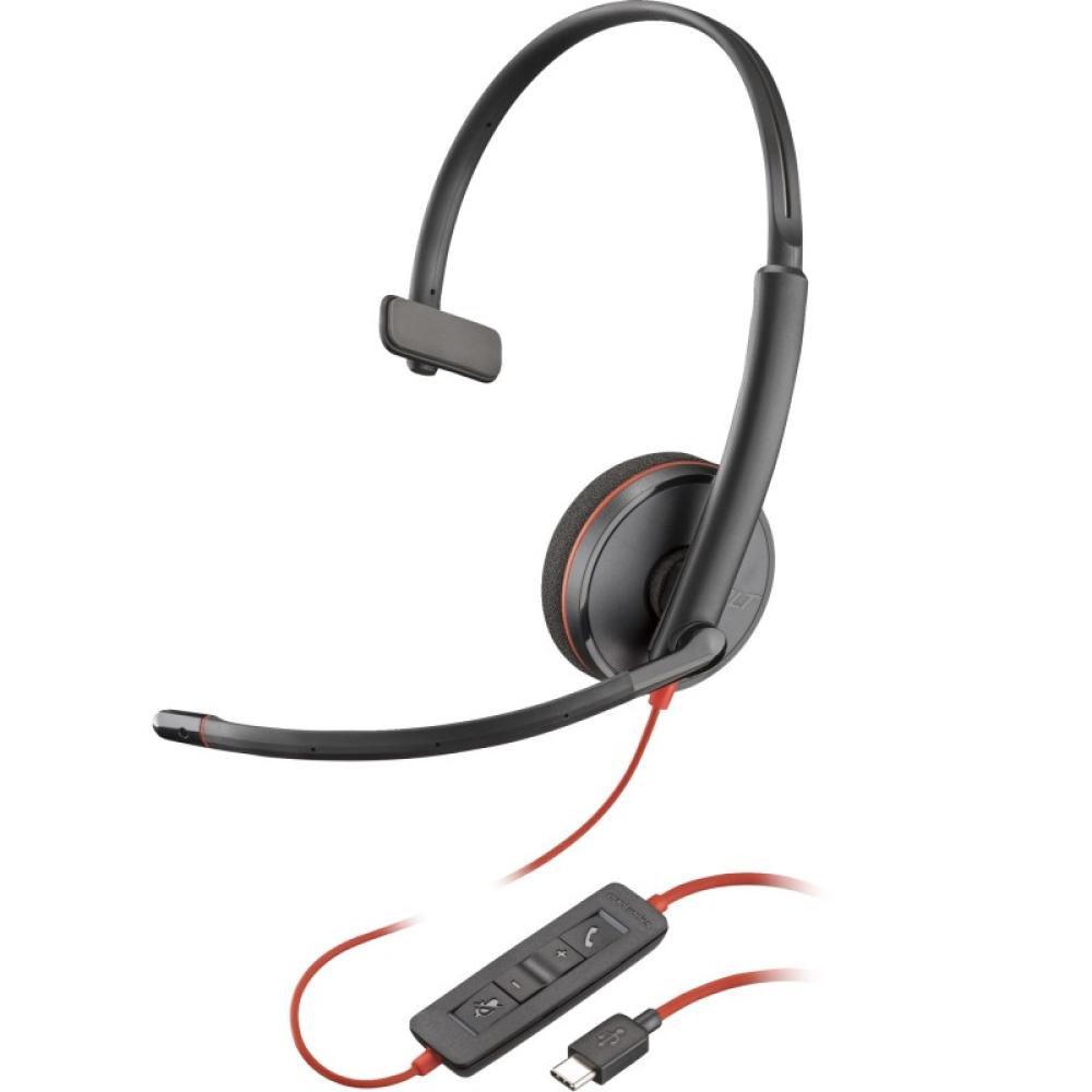 HP Poly - Auriculares Poly Blackwire 3210 monaural USB-C + adaptador USB-C/A (paquete)