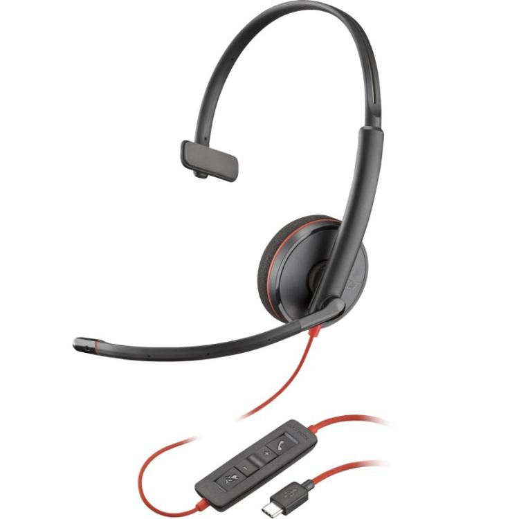 HP Poly - Auriculares Poly Blackwire 3210 monaural USB-C + adaptador USB-C/A (paquete)