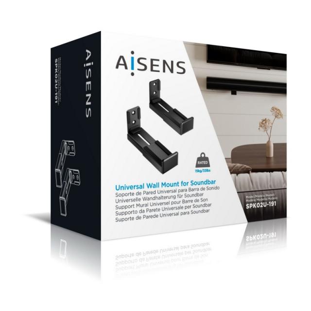 AISENS - Soporte Universal de Pared para Barra de Sonido, Negro