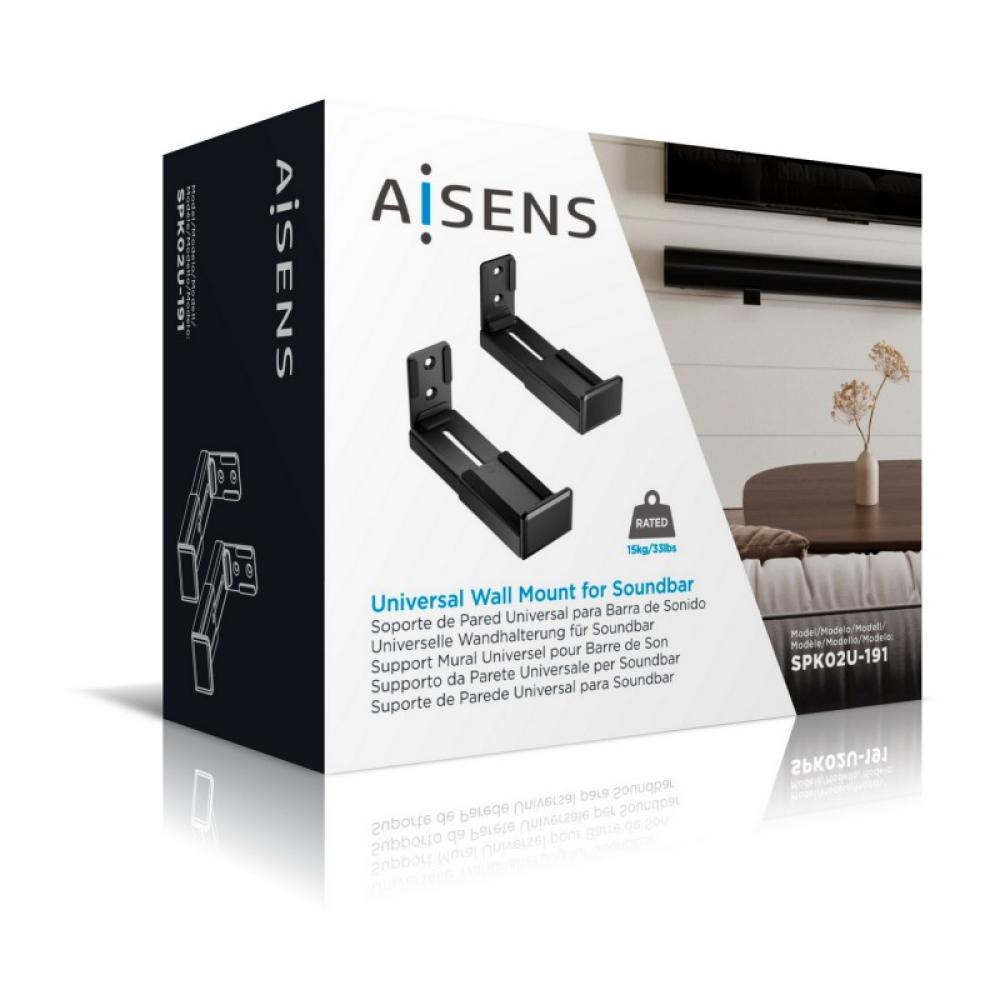 AISENS - Soporte Universal de Pared para Barra de Sonido, Negro