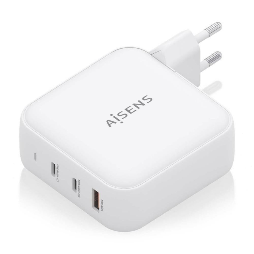 AISENS - Cargador GaN 140W, 2xUSB-C PD3.1 QC4.0, 1xUSB-A QC3.0, Blanco